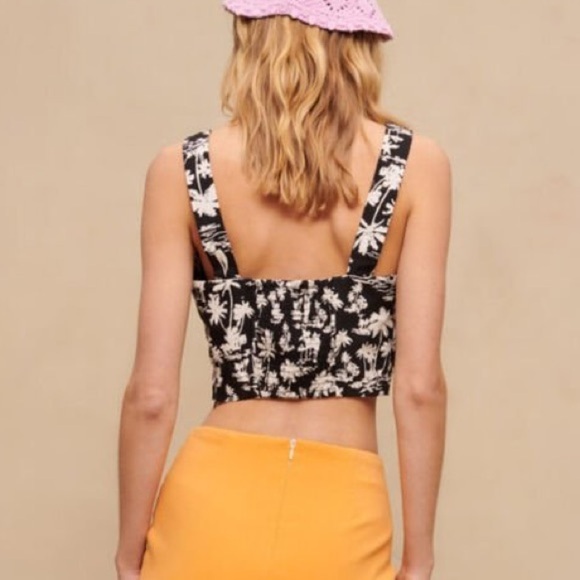 🌻NEW w/tags Maje B&W Palm Tree Print Crop Top FR Size 2 / US Medium $235 Retail - Picture 4 of 14